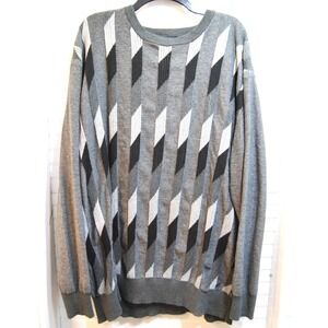 Vintage Y2K Geometric Sweater Men's 3XLT F/X Fusion 90s Streetwear Grandpa